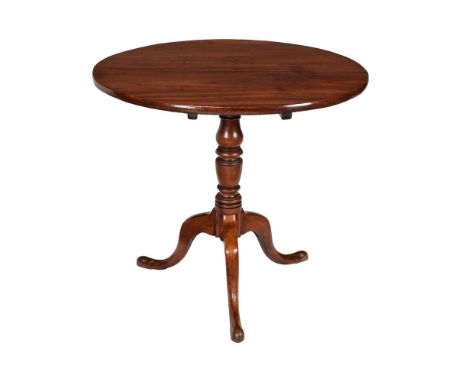 A George III solid chestnut tripod occasional table, late 18th century, 72cm high, 81cm diameter