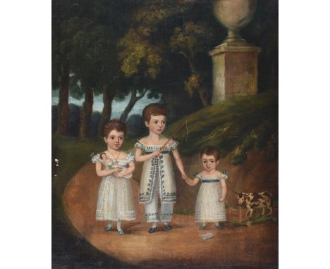 S. Woodhouse (19th century)Portrait of a three children, playing with their toys Oil on canvas Signed and dated 1825 to the c