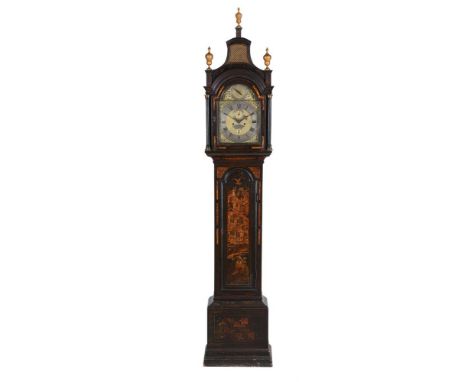 A George III chinoiserie black lacquer and parcel gilt longcase clock, the eight day two train movement with anchor escapemen