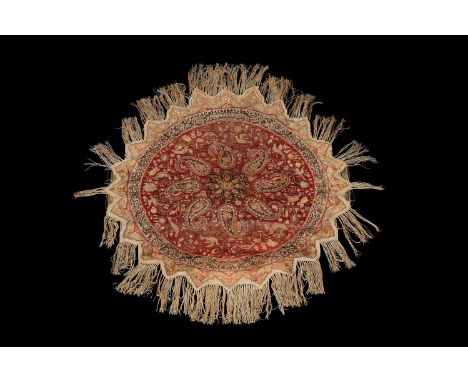 A Chinese rectangular woven rug or panel, approximately 89cm high, 94cm wide together with a Persian shaped oval rug, with lo