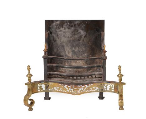 A collection of various fire furniture, various dates 19th century, comprising a cast iron and brass fire grate, of serpentin