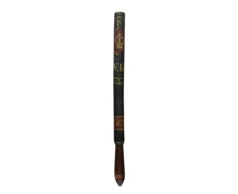A William IV painted and turned wood London long truncheon, inscribed BOW and numbered 14 verso and W.R IV cypher and crown i