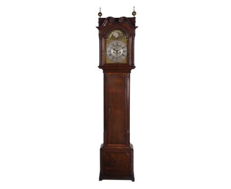 A George III oak longcase clock of North Country type, the eight-day two-train gong striking movement with anchor escapement,