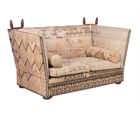 A Knole sofa, upholstered in Kilim style fabric, recently manufacture by George Smith, Tiplady pattern, 115cm high, 205cm wid