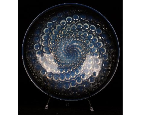 Rene Lalique (French, 1860-1945), Volute Coupe Ouverts, glass dish, etched signature, R. Lalique, France, 25.3cm diameterCond
