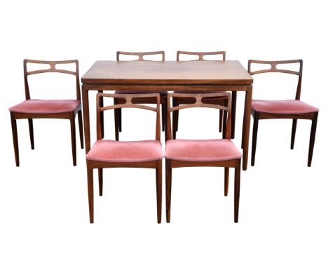 Johannes Andersen for Christian Linneberg Mobelfabrik, set of six dining chairs, rosewood, with upholstered seats, 77.5cm hig