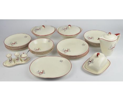Crown Devon part coffee dinner service, Stockholm, to comprise coffee pot and cover, tea pot and cover, two cream jugs, two s
