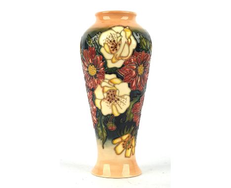 Emma Bossons FRSA (British, b.1976) for Moorcroft, tapering vase in Victoriana pattern. Design features entwined chrysanthemu