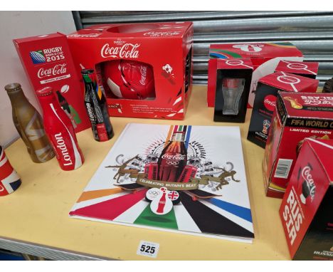 COCA COLA FOOTBALL AND SPORTING MEMORABILIA AS BOTTLES AND GLASSES