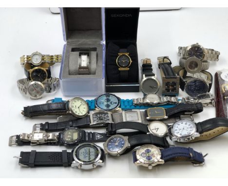 A COLLECTION OF WRISTWATCHES TO INCLUDE LORUS, PULSAR, LIMIT, ATLAS, T&amp;J, SEKONDA, DKNY, CK, REDGREEN, ACCURIST, ETC. 