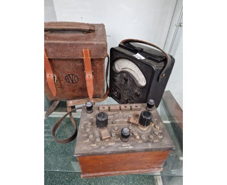 A VINTAGE POTENTIONETER AND A AVO METER WITH CASE. 