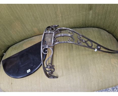 A WROUGHT IRON CONSOLE TABLE