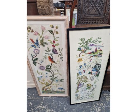 TWO VINTAGE EMBROIDED PANELS