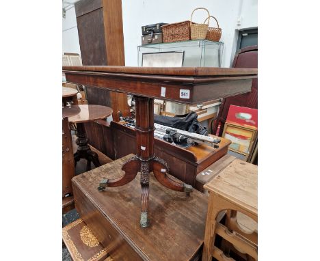 A WILLIAM IV ROSEWOOD FOLD OVER CARD TABLE.