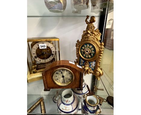A VICTORIAN MANTLE CLOCK AND TWO OTHERS. 