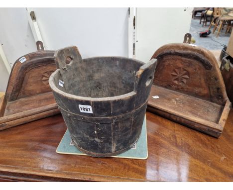 A VINTAGE BUCKET AND TWO SHELVES