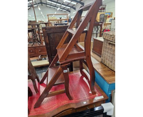 A HARDWOOD FOLD OVER SCULLERY STEP CHAIR 