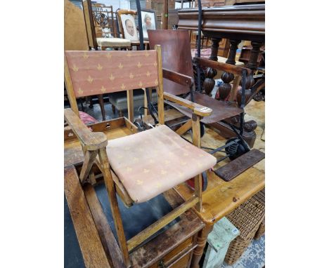 TWO CHILDS CHAIRS AND A VINTAGE OAK EWBANK SWEEPER