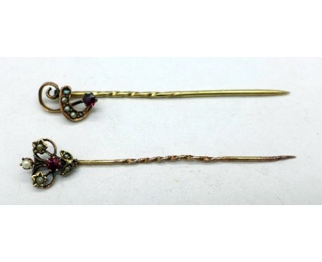 Two 9ct gold stick pins