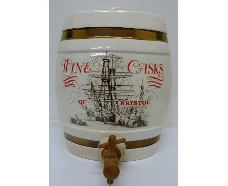 A Crown Devon ceramic barrel, Wine Casks of Bristol, height 29cm