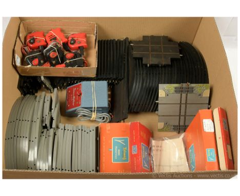 Triang Minic Motorway Track and Accessories to include grey double curves, half curves and quarter curves, straights etc, sin