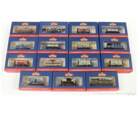 Bachmann OO Gauge group of Goods Wagons consisting of 37-975X Conflat Containers Mack Fisheries, Ref 37-659Y Mastico weathere