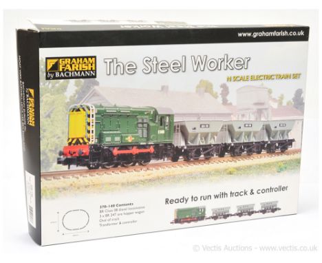 Graham Farish by Bachmann N Gauge Ref 370-140 The Steel Worker" Train Set with a 0-6-0 BR green Diesel Shunter Class 08 No.D3
