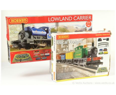 Hornby (China) pair of Train Sets consisting of R1163 "Lowland Carrier" with a 0-4-0 Caledonian blue Saddle Tank Locomotive N