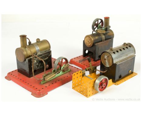 Mamod / Meccano trio of Steam items consisting of Meccano Steam Engine mounted on a yellow base, has been fired on a number o
