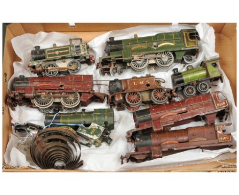 Hornby O Gauge a group of Pre-war incomplete Locomotives consisting of a 4-4-2 Loco (note loco only) Great Western green "Cae