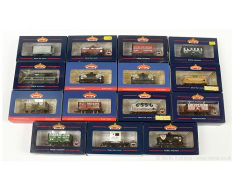 Bachmann OO Gauge group of Goods Wagons consisting of Ref 37-075R 7-plank HJ Redgate Private Owner, Ref 37-675S Lane Tankers,