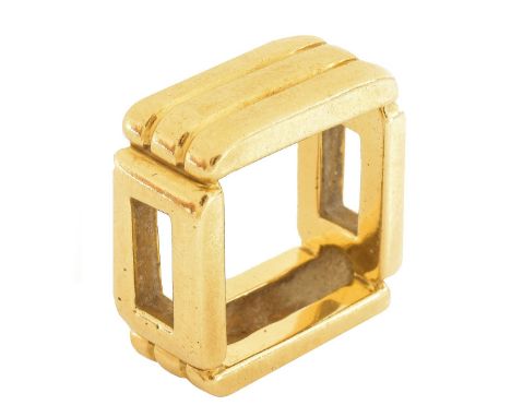 Vintage Tiffany &amp; Co. 18K Yellow Gold Square Ring. Signed. Ring size 5-1/2. Weighs approx. 20.52 grams. Condition: Typica