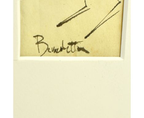 Enzo Benedetto, Italian (1905 – 1991) Ink and wash on paper "Futuristic Figure". Signed. Measures 8-1/4" x 3", mat measures 1