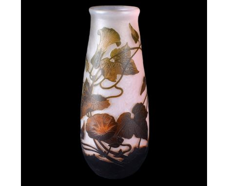 Arsall Art Nouveau Cameo Glass Vase. Signed. Measures 10-1/8" H. Condition: Good condition Estimate: $300.00 - $400.00 Domest