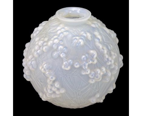 Rene Lalique "Druide" Opalescent Crystal Vase. Signed R. Lalique to base. Measures 7-1/4" H. Condition: Good condition Estima