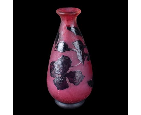 A. Delatte Nancy Art Nouveau Cameo Glass Vase. Signed. Measures 7-1/2" H. Condition: Good condition Estimate: $300.00 - $500.