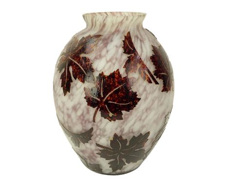 Hero Czech Art Nouveau Cameo Glass Vase. Signed Lower. Measures 10-3/8" H. Condition: Good condition Estimate: $300.00 - $500