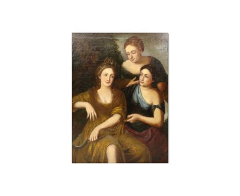 18/19th Century Old Master Style Oil on Canvas of Three Graces. Unsigned. Measures 51-1/2" H x 31-1/2" W, frame measures 54" 