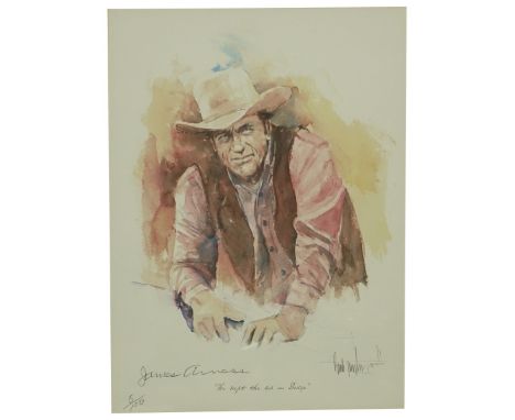 Buck Taylor, American (born 1938) Lithograph, James Arness as Sheriff Matt Dillon, Pencil Signed and Numbered 8/100 on Lower 