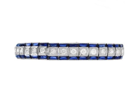 Art Deco Approx. 4.0 Carat Old European Cut Diamond and Platinum Line Bracelet. Diamonds F-G color, VS1-VS2 clarity with a fe