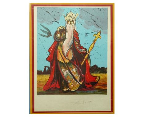 Slavador Dali, Spanish (1904-1989) Color lithograph "Moses (from tarot). Signed and numbered LXXlll/C in encil bottom margin.