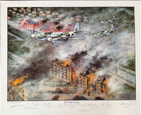 World War II 21x17 print titled The Gestapo Hunters limited edition 211/450 signed by the artist M. D Steele Morgan and 8 vet
