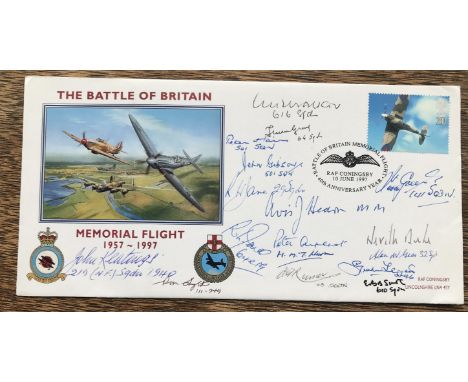 RAF Coningsby Signed 16 Battle of Britain Pilots, Crew WAAF 10 June 1997 RAF Coningsby Battle of Britain Memorial Flight 40th