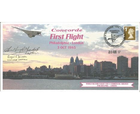 Concorde Anniv 1st Flight Philadelphia - London Signed Captains R V Dixon, A Meadows Concorde Pilots Certified Cover 1 of 1. 