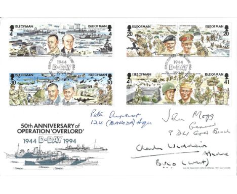 6 June 1994 Douglas First Day Issue Postmark. 50th Anniv of Operation Overland D Day with full set of 8 Isle of Man D Day Sta