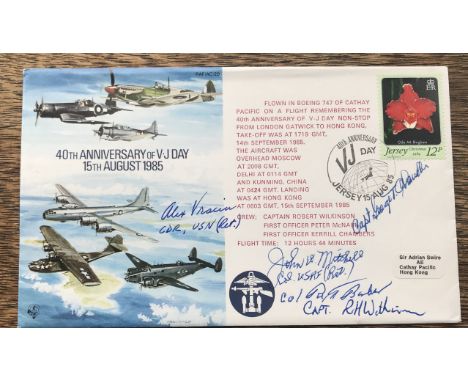 AC20 VJ Day Signed by4 USA Pilots, A Vraciu, G Chandlers, R Barber J W Mitchell. Col John W Mitchell USAF 16 Victories awarde