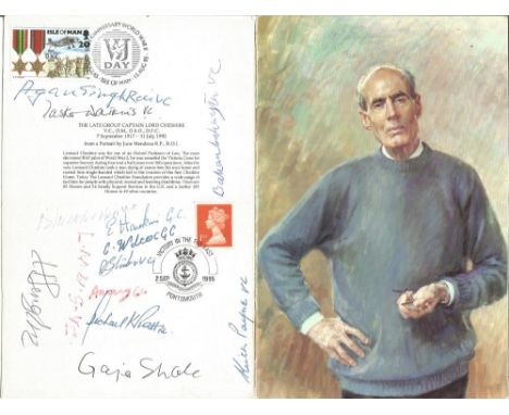 Victoria Cross winners multiple signed card. 8 VCs, 4 GCs inc Gaje Ghale VC, LMNG VC, B Ram VC, Tasker Watkins VC, Keith Payn