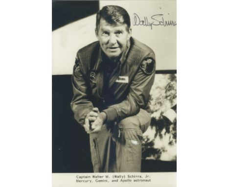 Space. Captain Walter M (WALLY) Schirra Jr signed 6x4 black and white photo. Walter M Schirra Jr. was an American naval aviat