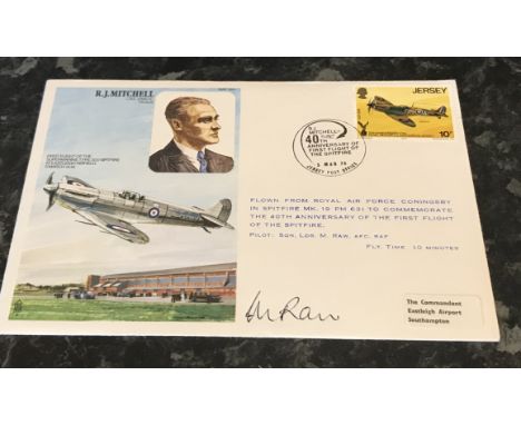 An R J Mitchell RAFM HA1 1976 cover, flown in a Spitfire to mark the 40th Anniversary of the first flight of the Spitfire, si