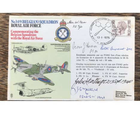 Belgian Squadrons with the RAF. Signed 5 Battle of Britain Pilots, Crew WAAF. 13 1 75 Beauvechechain RAF Commemorating the Be